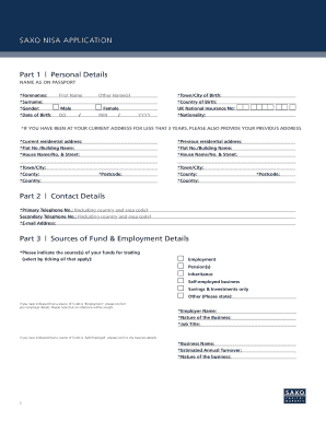Saxo NISA Application Form