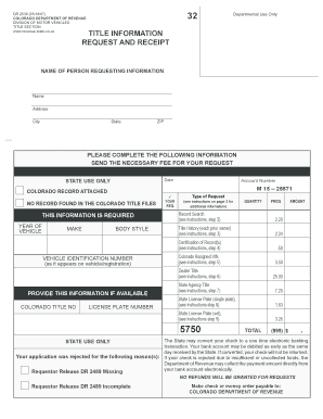 Colorado Title Information Request and Receipt