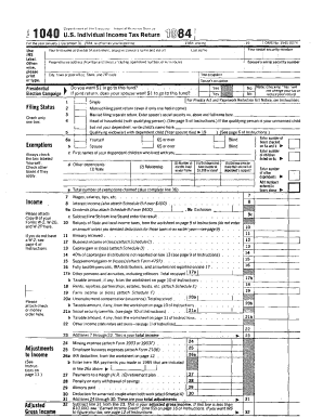 1984 US Individual Income Tax Return Form 1040