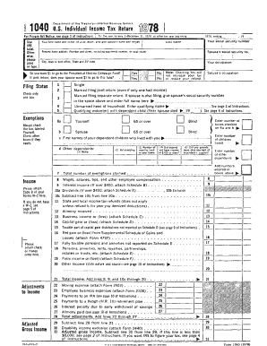 1978 US Individual Income Tax Return Form 1040