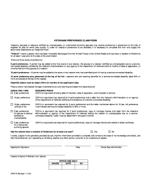 Veterans Preference Claim Form