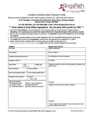 Clozapine Assay Request Form