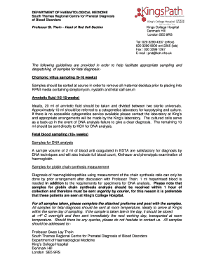 Prenatal Diagnosis Request Form
