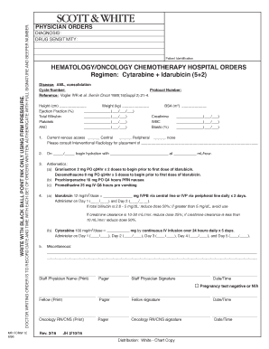 Hematology/Oncology Chemotherapy Hospital Orders