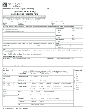 Stroke Service Progress Note