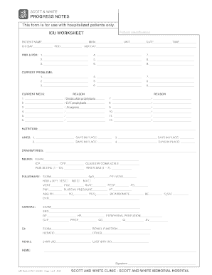ICU Progress Notes Form
