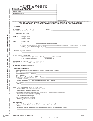 Physician Orders for TAVR Procedure
