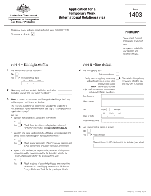 Temporary Work International Relations Visa 403 Application