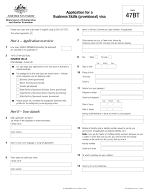 Application for Business Skills Provisional Visa 47BT