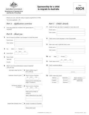 Child Migration Sponsorship Form 40CH