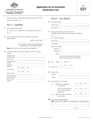 Australian Declaratory Visa 931 Application Form