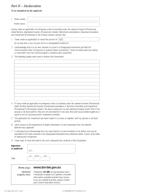 Australian Investor Visa Designated Investment Declaration Form