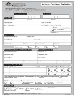 Customs Movement Permission Application