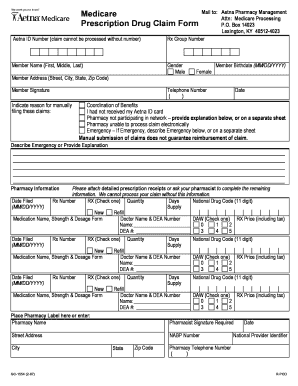Aetna Medicare Prescription Drug Claim Form