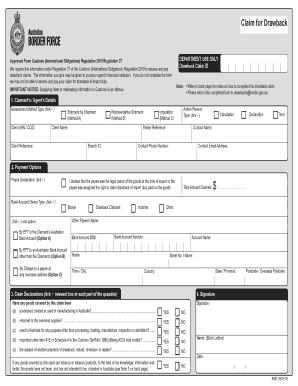 Claim for Drawback Form B807
