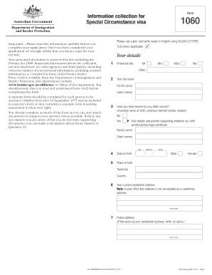Special Circumstance Visa 1060 Application Form