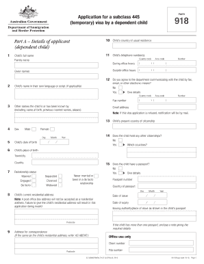 Australian Subclass 445 Visa Application for Dependent Child