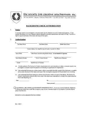 Background Check Authorization Form
