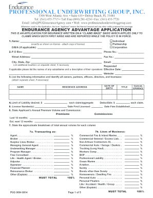 Endurance Agency Advantage Application