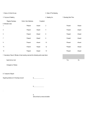 Oxford House Meeting Minutes Template