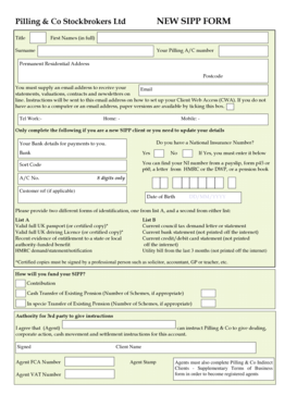 Pilling & Co SIPP Form
