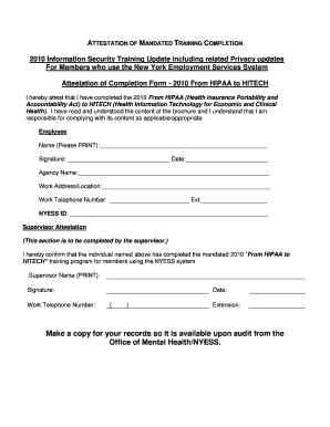 Attestation of Mandated Training Completion