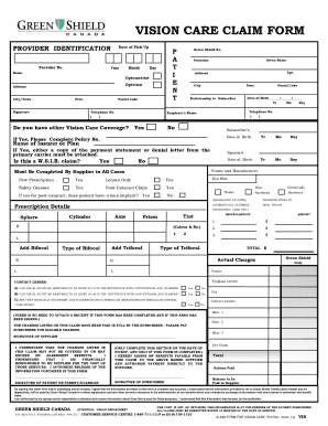 Vision Care Claim Form