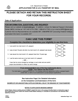 US Passport Renewal by Mail Form