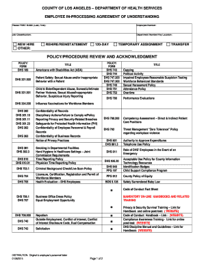 Employee In-Processing Agreement of Understanding