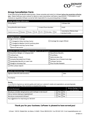 CoPower Group Cancellation Form