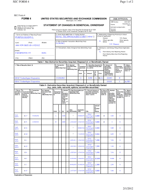 SEC Form 4 Statement of Changes in Beneficial Ownership