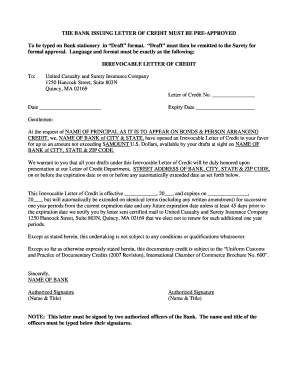 Irrevocable Letter of Credit