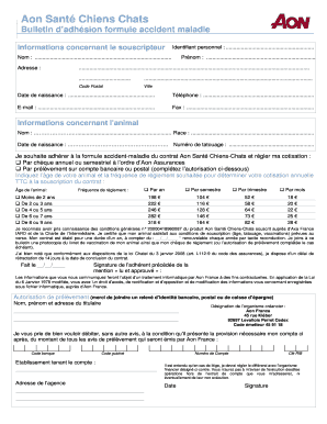 Bulletin d’adhésion formule accident maladie