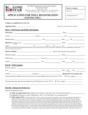 Texas Well Registration Application