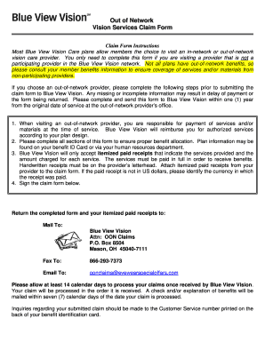 Out of Network Vision Services Claim Form