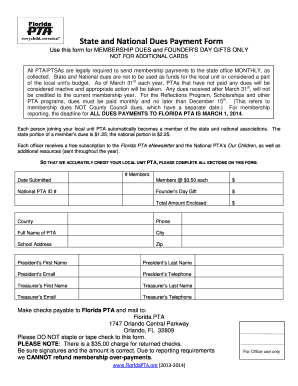 State and National Dues Payment Form