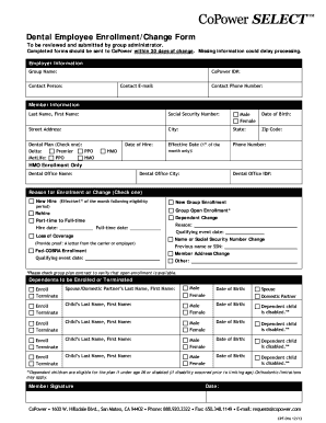 Dental Employee Enrollment/Change Form
