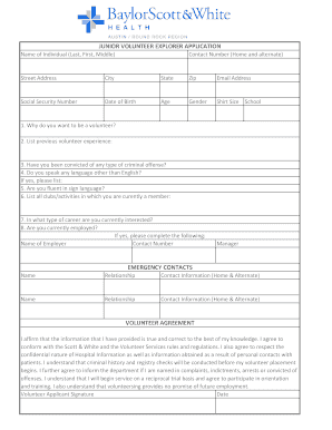 Junior Volunteer Explorer Application