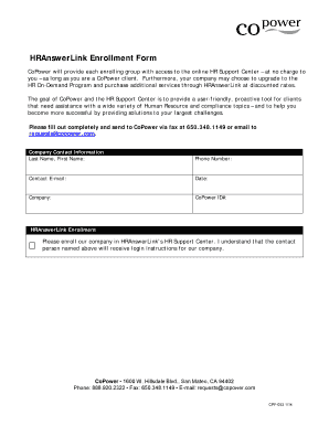 HRAnswerLink Enrollment Form