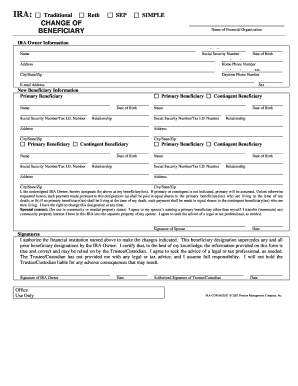 IRA Beneficiary Change Form