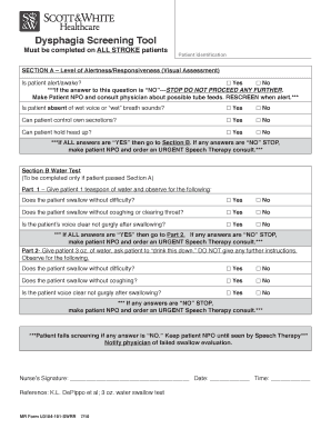 Dysphagia Screening Tool