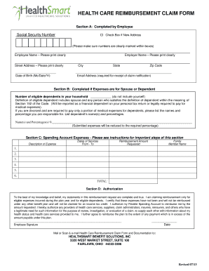 Health Care Reimbursement Claim Form