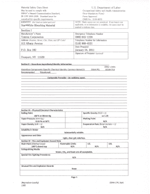 OSHA Hazard Communication Standard Form