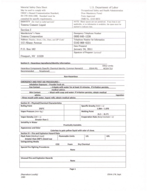 OSHA Material Safety Data Sheet