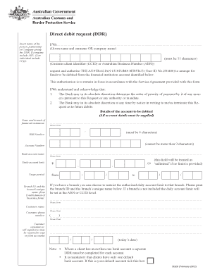 Australian Customs Direct Debit Request