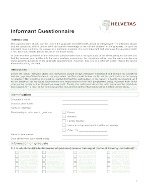 Informant Questionnaire for Graduate Tracer Study