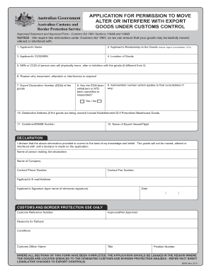 Application for Permission to Move Goods Under Customs Control