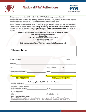 2017-2018 National PTA Reflections Theme Search Entry Form
