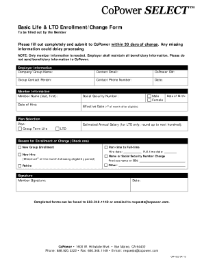 Basic Life & LTD Enrollment/Change Form