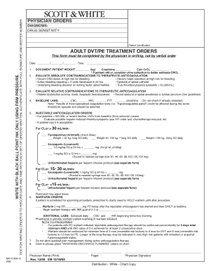 Adult DVT/PE Treatment Orders